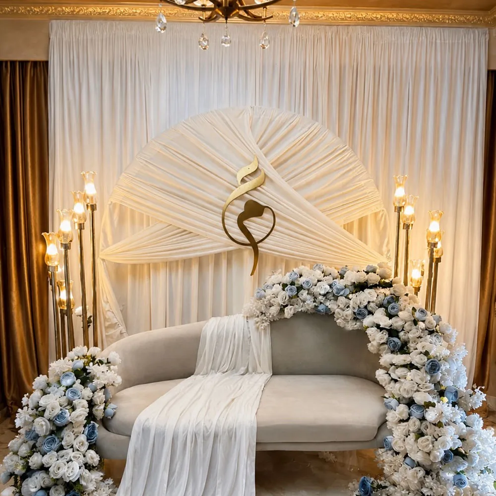 FSDKX White Fabric Curtain Backdrops Wrinkle-Free Drapes for Party Bridal Baby & Birthday Shower