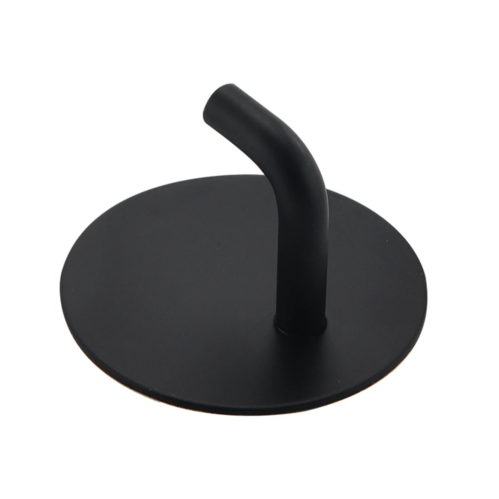 2 PC สีดํา/สีขาวสแตนเลสห้องน้ําห้องครัว Wall Hook Self กาว Sticky Home Bath Key ผู้ถือกระเป๋า Coat Hanger Rack