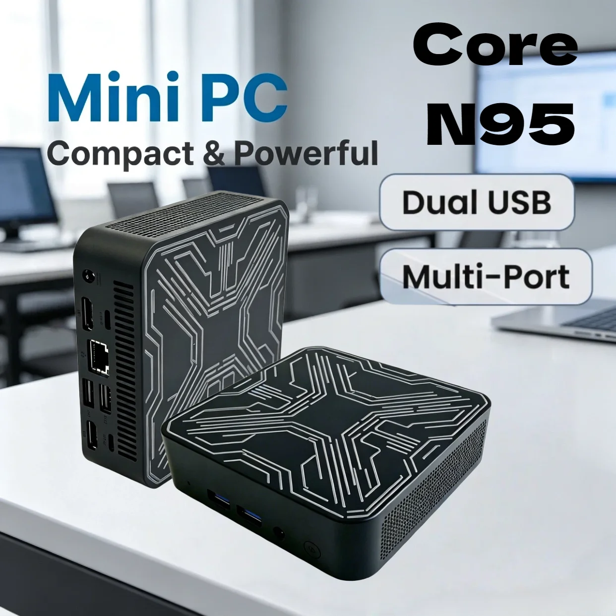 New Mini PC Portable Gamer Intel Core N95 Mini Computer 16GB RAM 512GB 1TB SSD 1000M Ethernet Gaming PC Desktop
