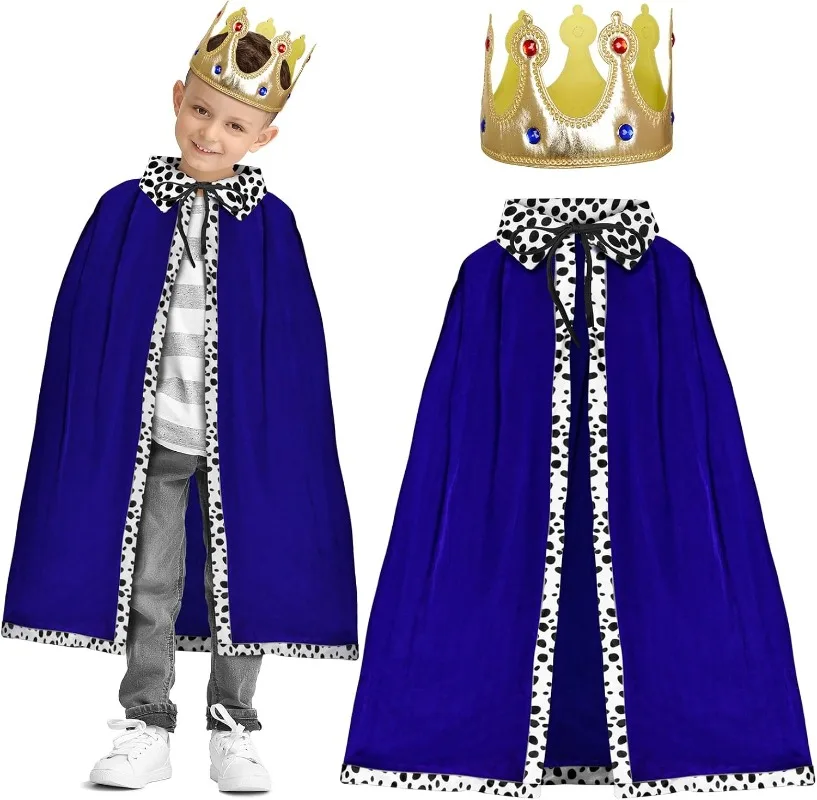 

King Cosplay Costume for Kids Robe and Crown for Boys Royal Prince Outfit Dress Up Birthday Carnival party Children's Day Gift
