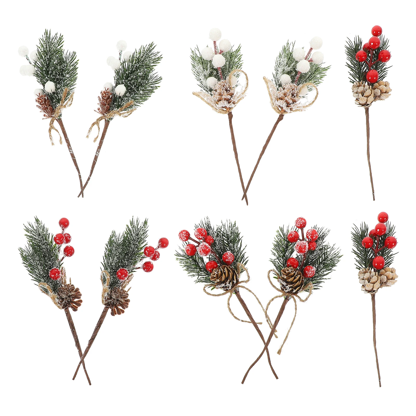 

10 Pcs Christmas Tree Ornaments Floral Picks Plant Artificial Pine Stems Plastic Berry Small