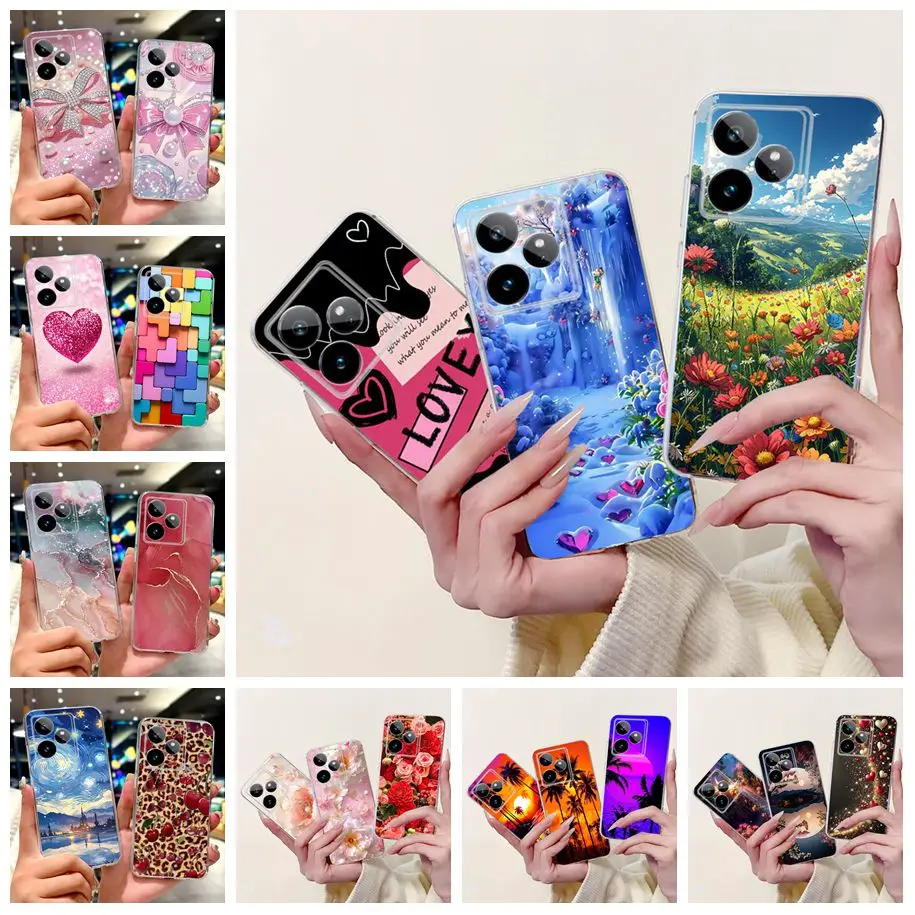 ل Realme GT7 2025 حافظة RMX6688 غطاء موضة جديدة زهرة الرخام لينة سيليكون الحالات الهاتف ل Realme GT 7 Pro 7T Realme7 Fundas