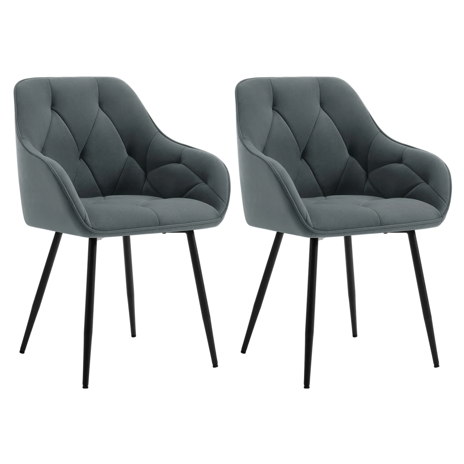 2 stks/set Eetkamerstoelen Gestoffeerde Keukenstoelen met Rugleuning Armleuningen Metalen Poten voor Kantoor Thuis Kaptafel Vrijetijdsstoel