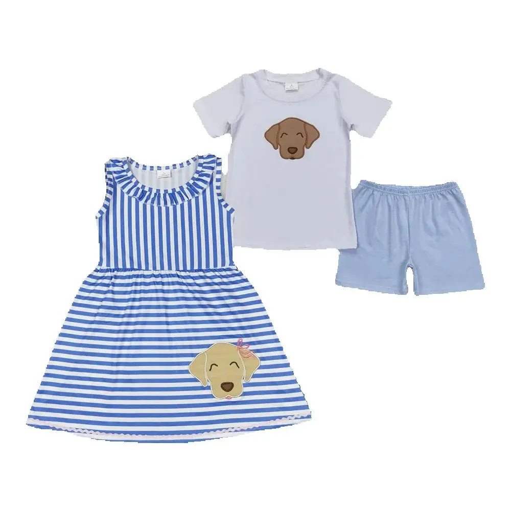 

Baby Boys Girls Dog Summer Sibling Dress Clothes Sets