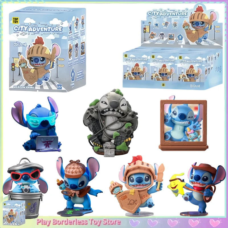 

Подлинная серия Disney Stitch City Adventure, слепая коробка, милая аниме-фигурка 626, кукла, украшение для рабочего стола, коллекция игрушек, подарок-сюрприз