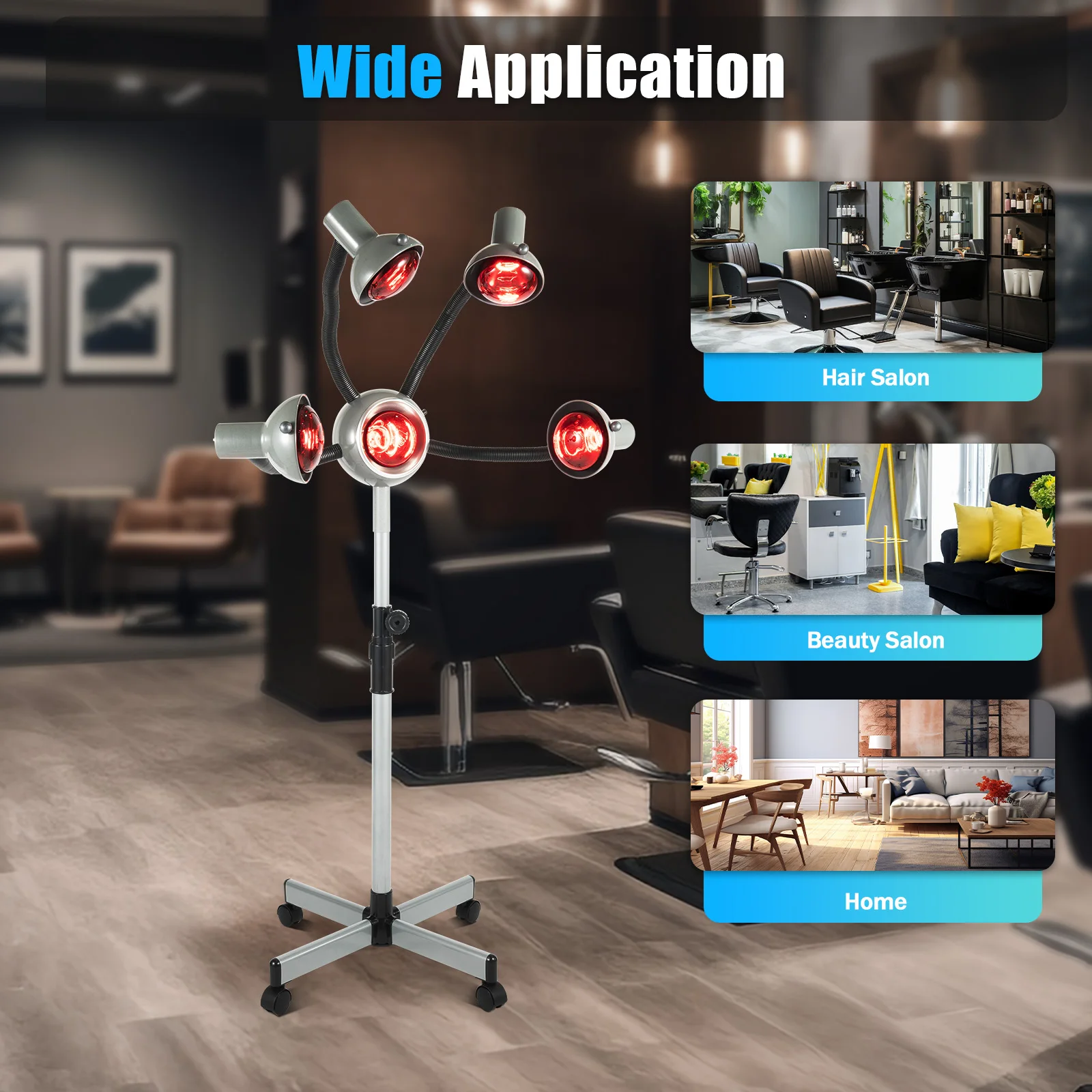 

Professional Standing Hair Dryer with High-Power Infrared Bulb, Height & Angle Adjustable for Hair Salon Beauty Salon Home