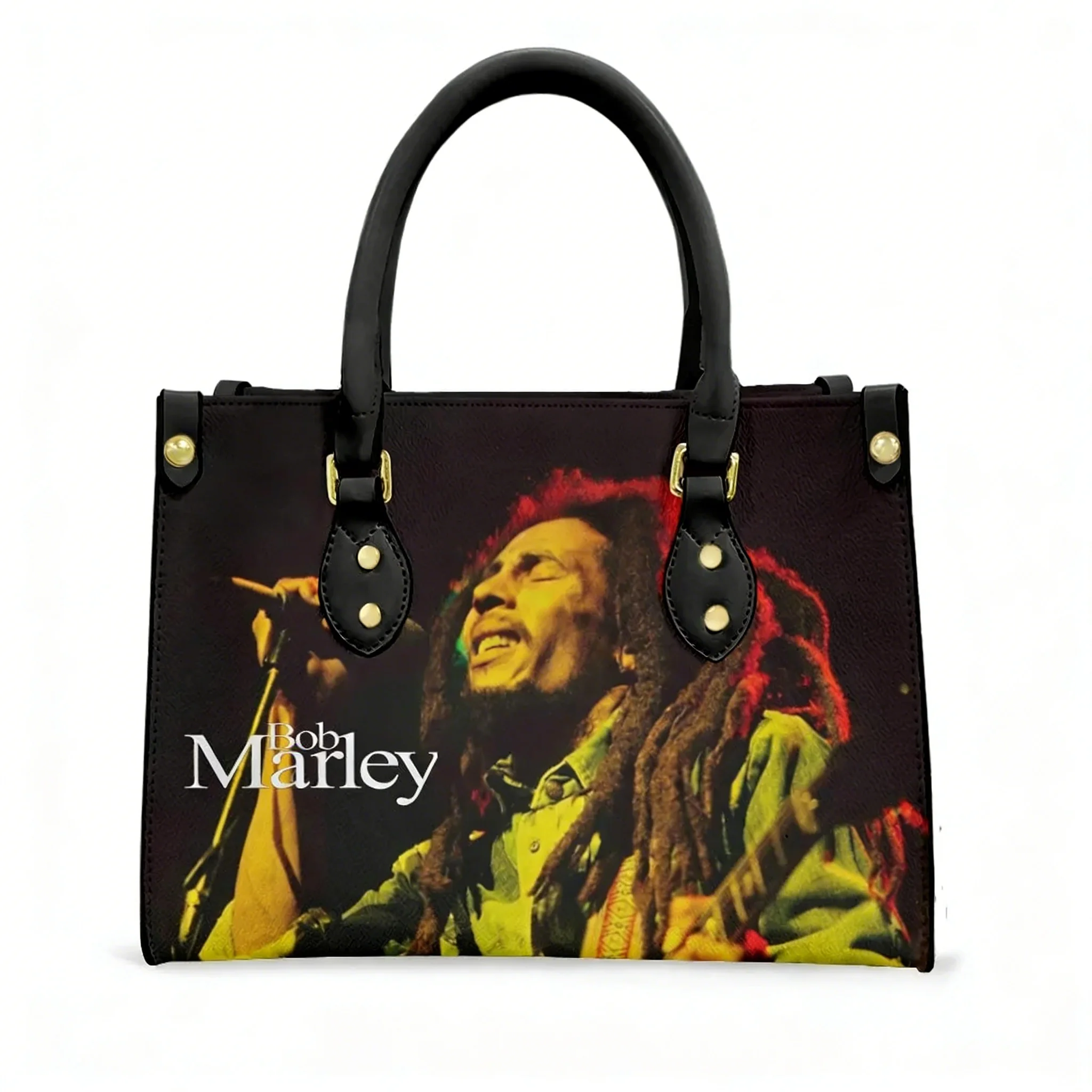 

Bob Marley Tote Bag Purse Reggae Rock Jamaica Singer Womens Mens Personalized Text Image PU Leather Handbag Shopping Gift Bags