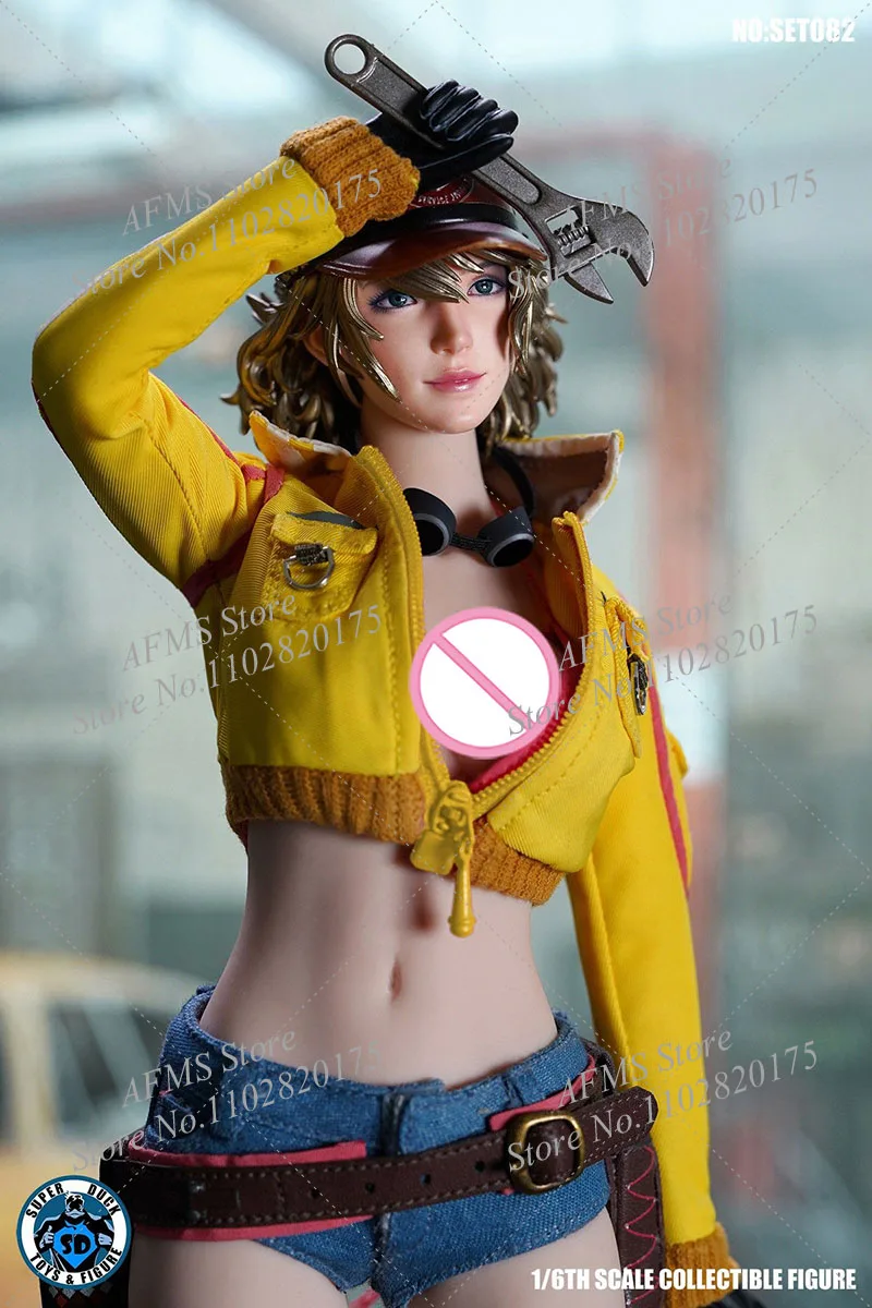 SET082 1/6 Scale Collectible Figure Technician Head Sculpt Denim Shorts Jacket Clothes Set Fit 12'' Pale Action Figure Body