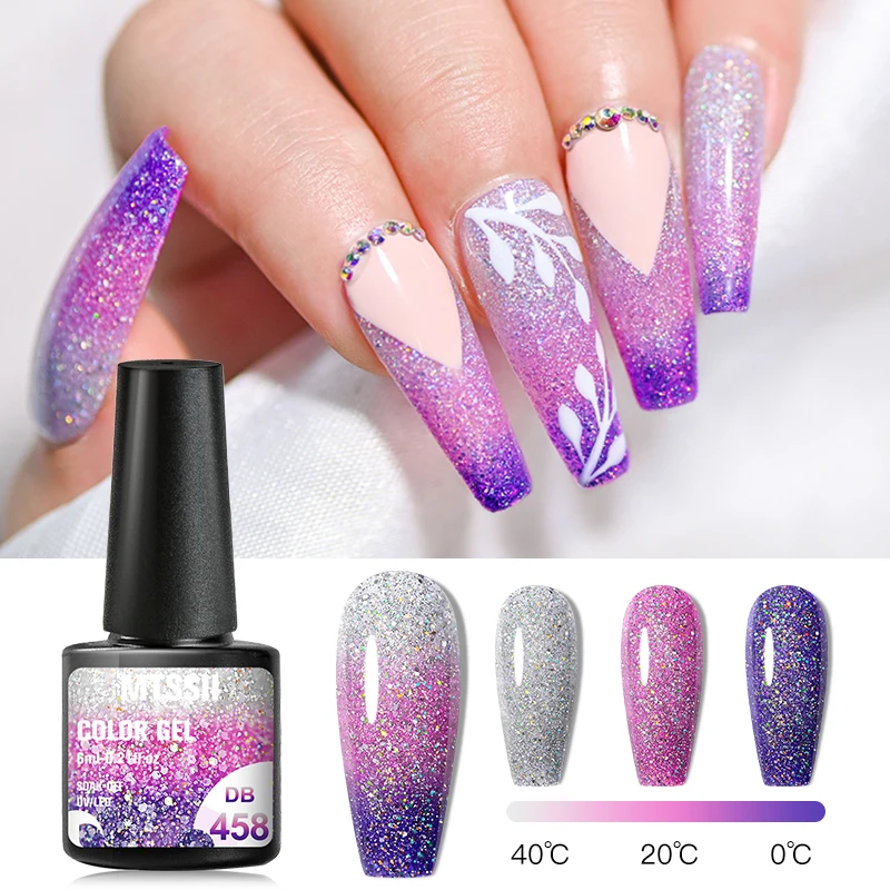 Mtssii 6ml tepelný 3-layers barva mění UV gel krém na boty jiskřit glittery dráp gel krém na boty namočte pryč dráp umění gel laky