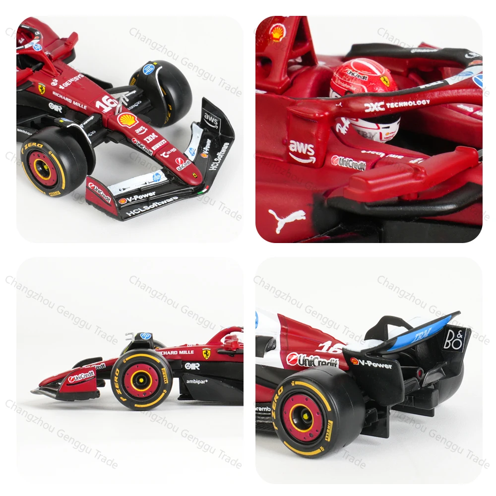 ببوراغو 1:43 فيراري 2025 SF25 # 16 # 44 F1 Formula Car Die Cast Vehicles نموذج قابل للجمع ألعاب السباق صندوق أكريليك #4