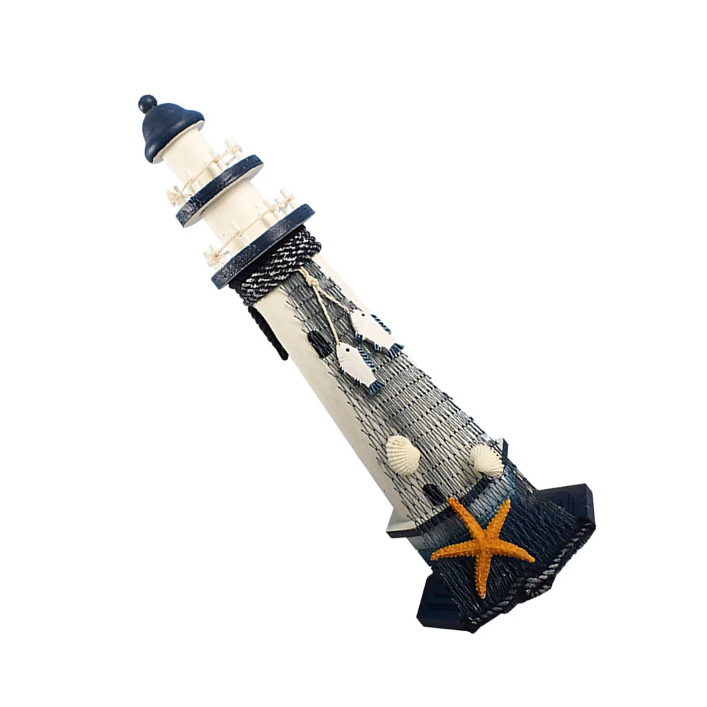 

Wooden Lighthouse Decoration Mediterranean Style Nautical Home Desktop Ornament Coastal Theme Room Decor Wood Craft