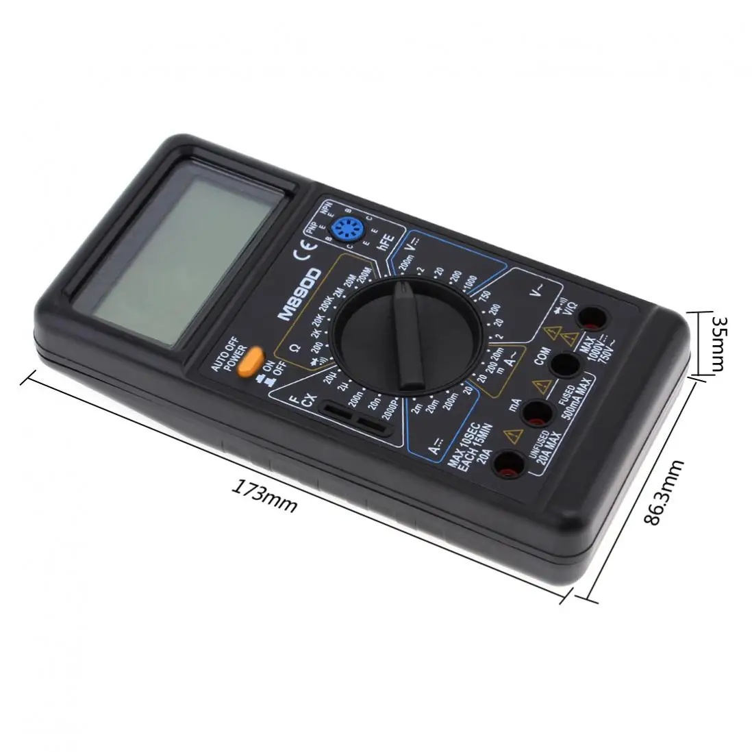 Digital Multimeter DMM AC/DC ohm Meter with Capacitance hFE Test For Transistor Tester Diagnostic-Tool VEJ52