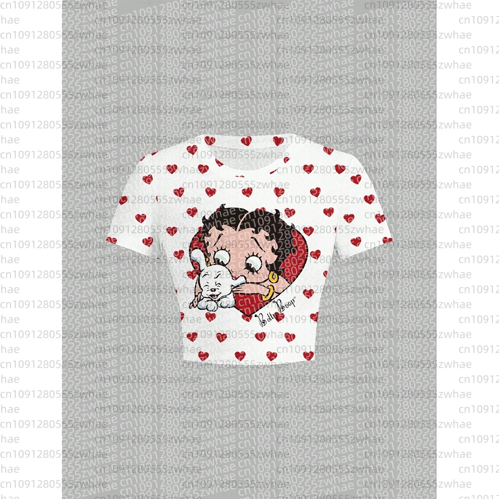 26 Betty Boop Women's Casual Cartoon Pattern Short Sleeve T-shirt Summer Y2k Women's Top 90s Top Pattern Sexy Umbilical T-shirt view 3