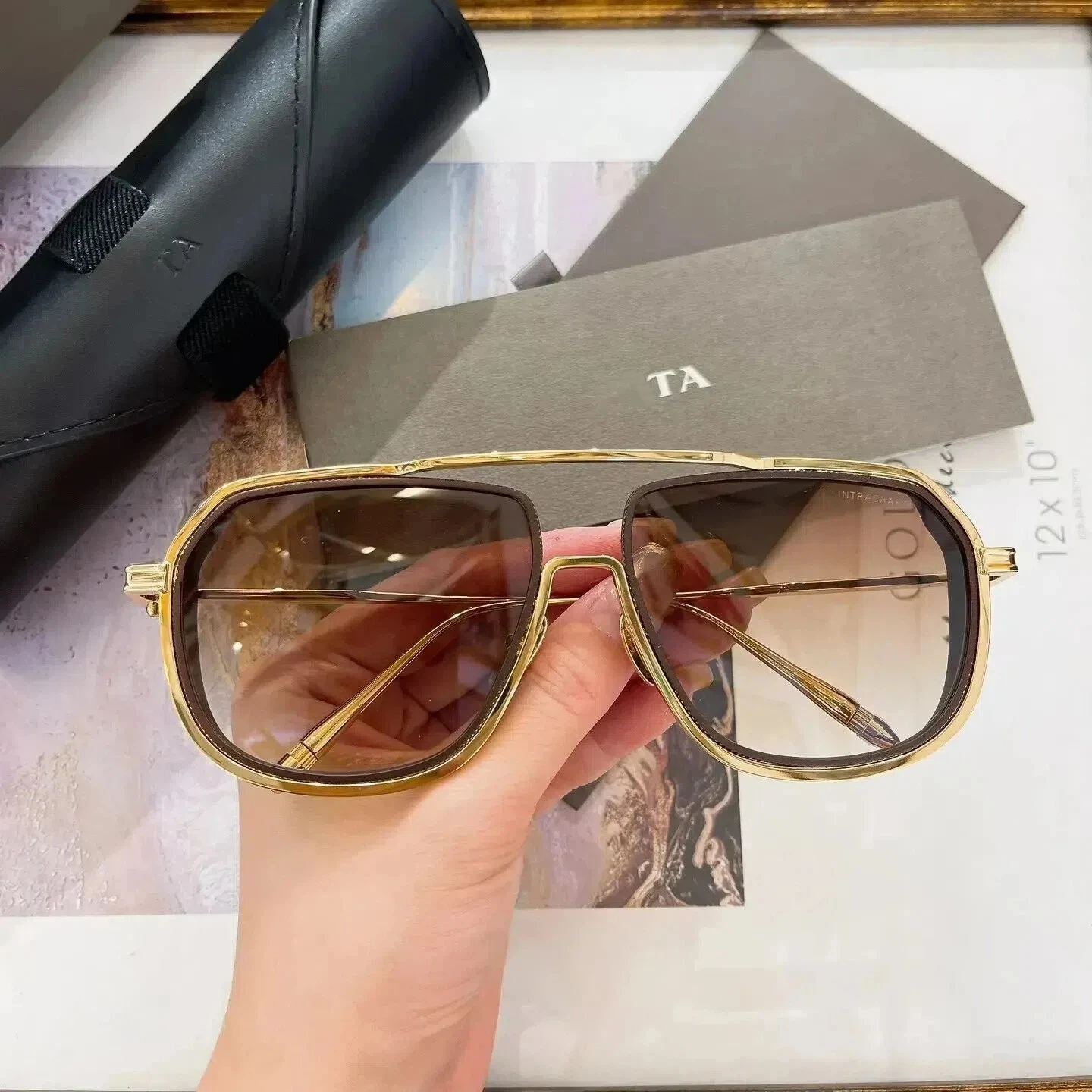 Original Factory For DIYTA DT INTRACRAFT DTS165 With Brand Box Popular Gold Alloy Frame Luxury Design Retro Men Women Sunglasses