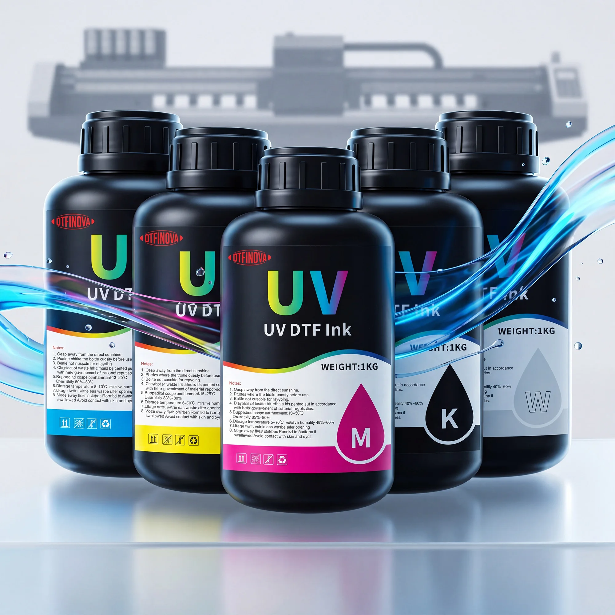 

UV DTF Ink for AB Film Printer UV Curable Ink for Glass, Acrylic, PVC, PET, Phone Case High Adhesion, LED UV Ink for Sticker