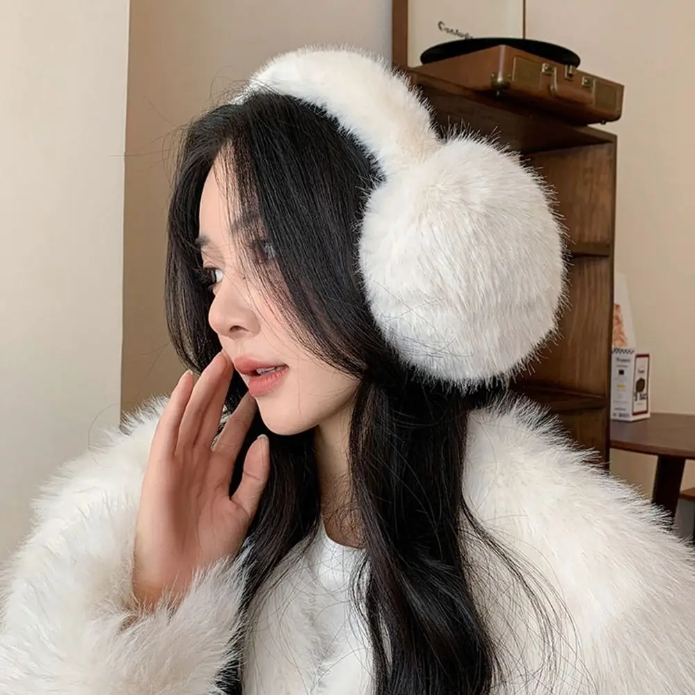 Comfortable Ear Cap Imitation Fur Plush Earmuffs Solid Color Thicken Winter Earmuffs Folding Windproof Foldable Ear Cover Men