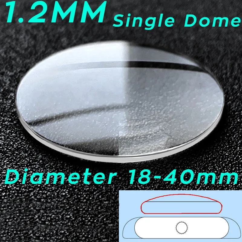 Cristal de montre à dôme unique minéral 1.2mm, diamètre 18mm à 40mm, remplacement rond de lentille en verre de montre, outil de pièce de réparation