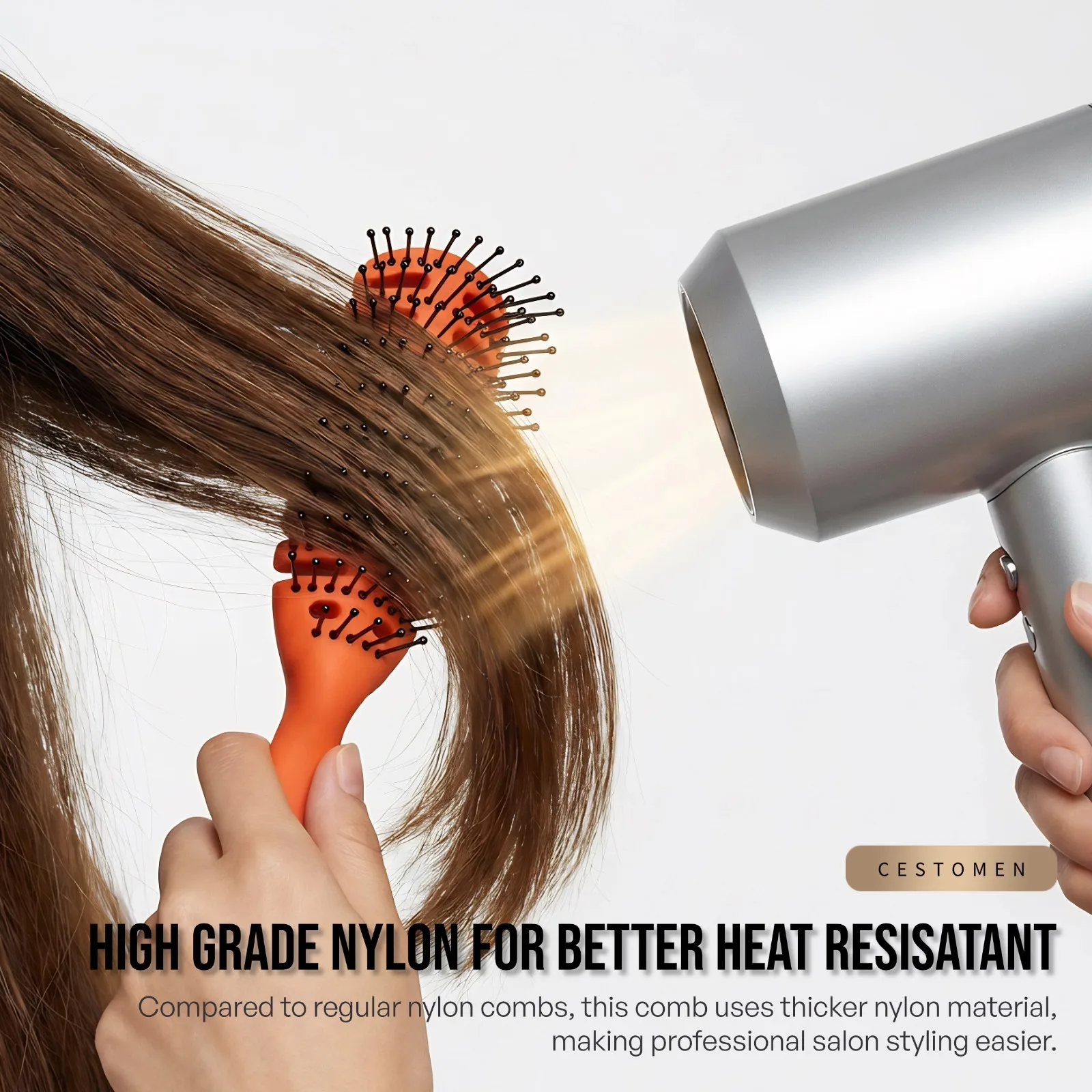 2-teiliges professionelles Haarstyling-Bürstenset aus Holz, runde Bürste, Entwirrbürste, Volumenbürste, Haarbürste für Friseure und den Heimgebrauch. – Detail 7