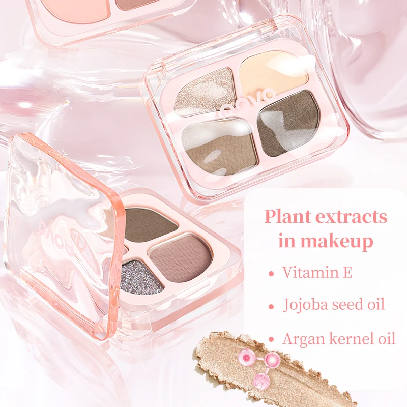 4색 아이 하이라이터/언더 아이 쉐이드 - 매트 아이백 메이크업, 쉬머 & 글리터 마감, 오래 지속, 방수, 번짐 없음