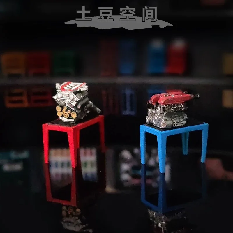 O modelo de mesa de exibição do modelo de motor em escala 1/64 é adequado para combinação de cena de modelo de carro 1/64