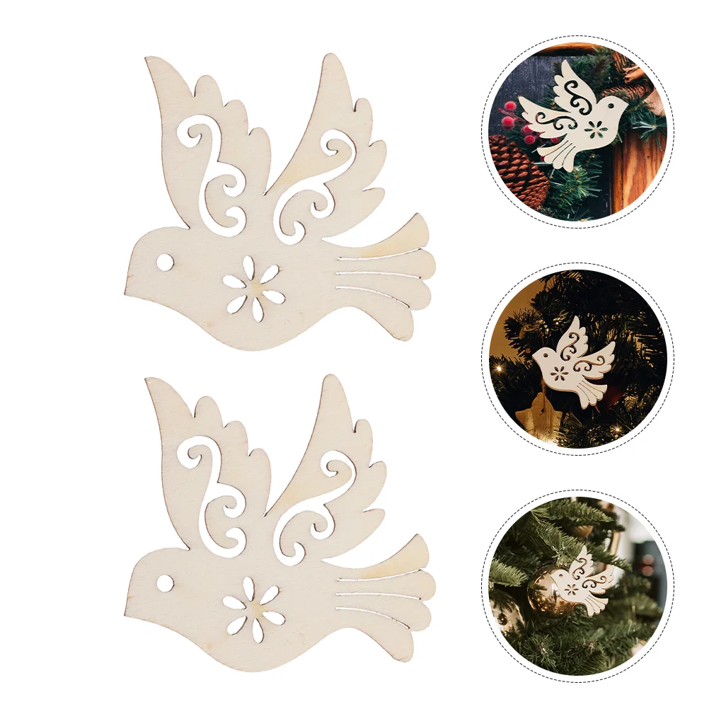 

100pcs Wooden Bird Pendant Wind Chimes Grass Flower Pot Lapel Brooch Dove Shape Craft Painted Unfinished Wood nament