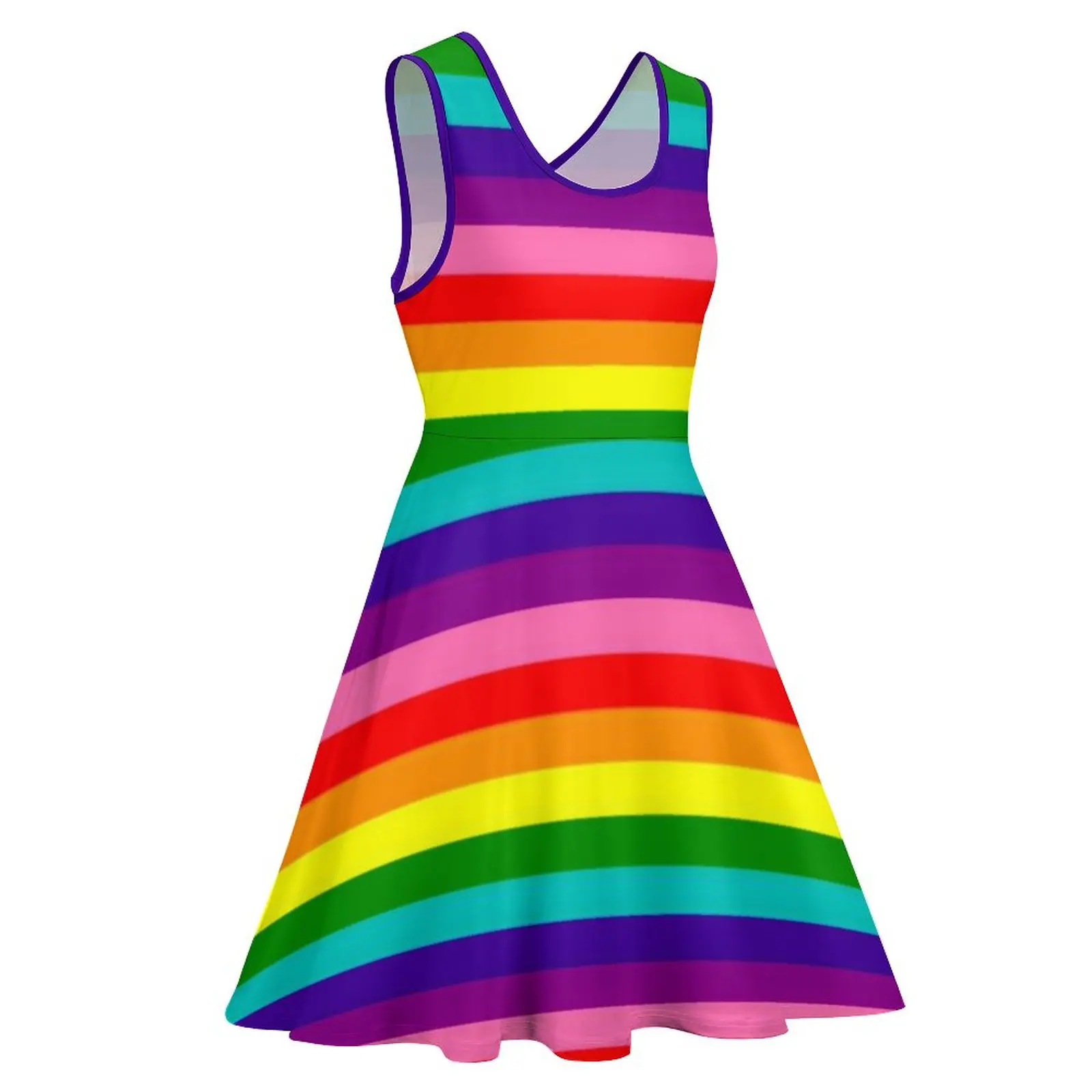 Robe colorée arc-en-ciel Pride Feel pour femmes, robes de style streetwear rayées, robe de skate mignonne, vêtements College taille haute, grande taille, LGBT