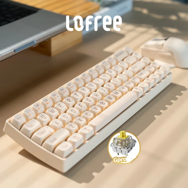 LOFREE Triple Touch Mode Mechanical Keyboard 100 Keys 2.4G Wireless USB Type-c Wired Switch Hot-swappable Rechargeable Keyboard