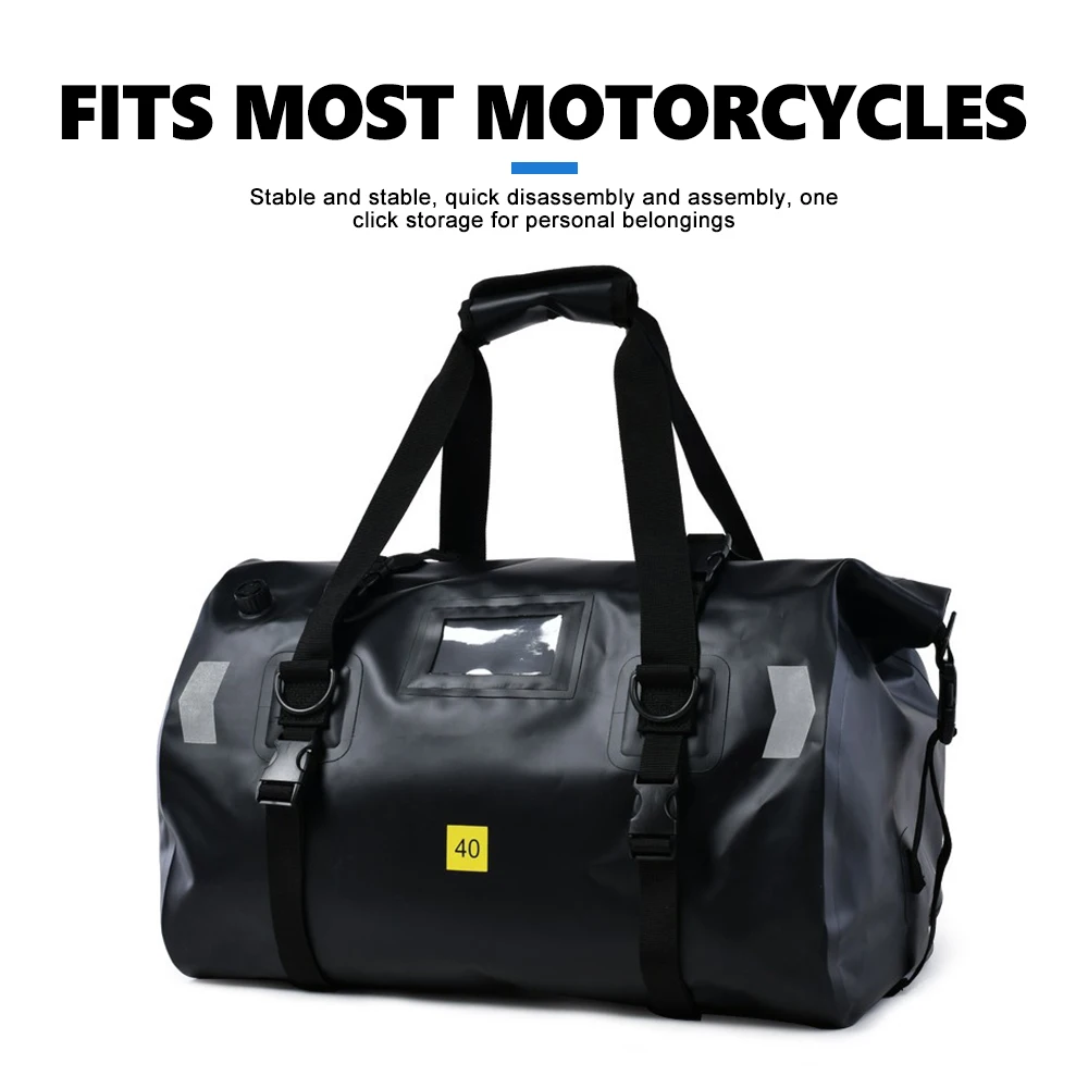 Motorcycle Dry Bag PVC Waterproof Reflective Tail Duffle Bag Skiing Travel Hiking Camping Boating Riding Fishing Outdoor Luggage