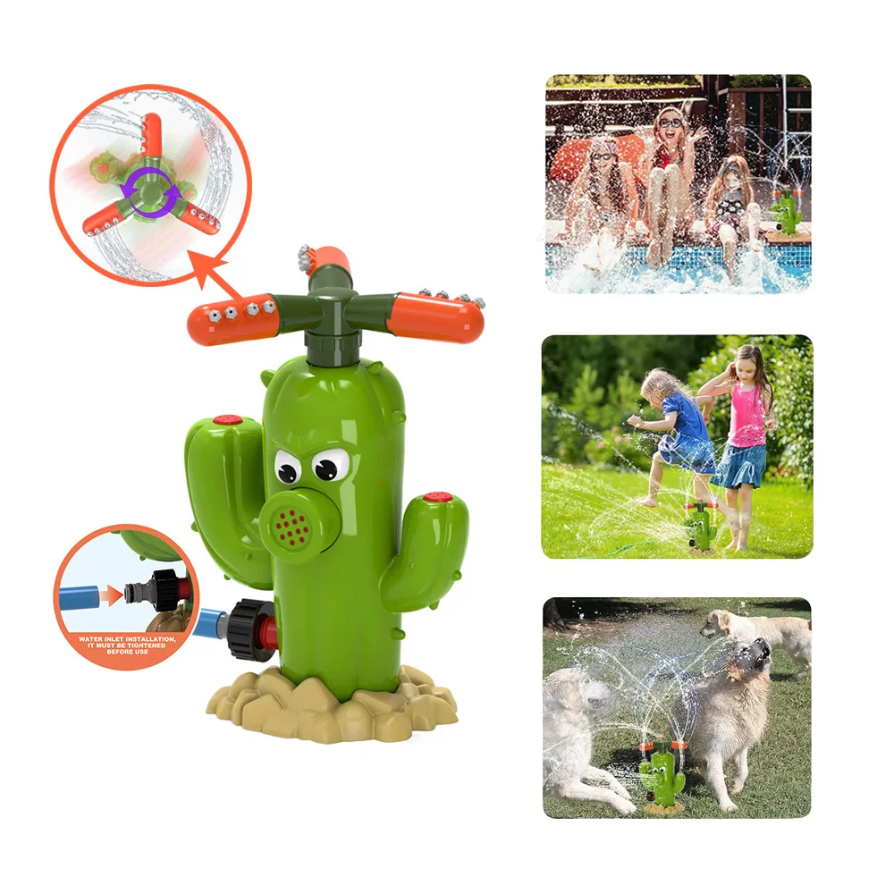 

Spinning Cactus Water Sprinkler Toy For Kids – Outdoor Garden Splash Fountain Toy for Backyard water play & Baby Bath Summer F