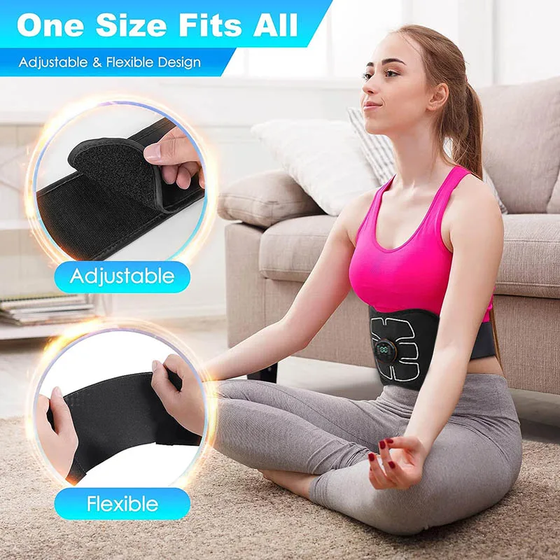 EMS Muscle Stimulator Vibration Body Slimming Belts Abs Trainer Abdominal Toning Belt USB Recharge Weight Loss Fitness Massager