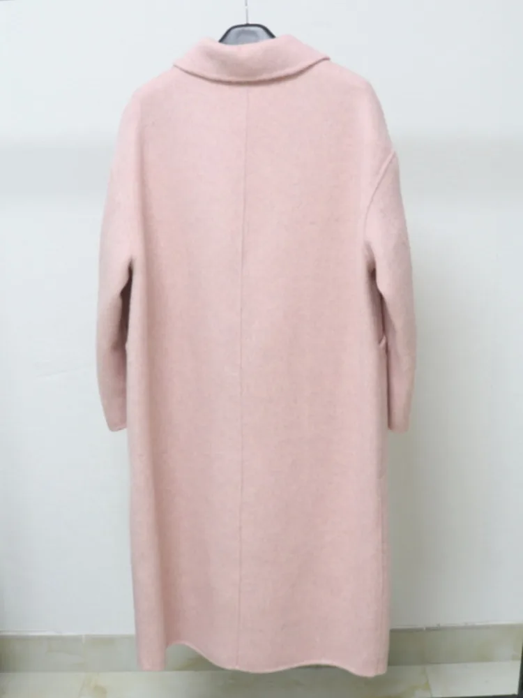 ZMEENNA – manteau en mélange de laine rose pour femme, avec boutons à Double boutonnage, col à revers, élégant et chaud, vêtements d'extérieur d'hiver, ZM4078
