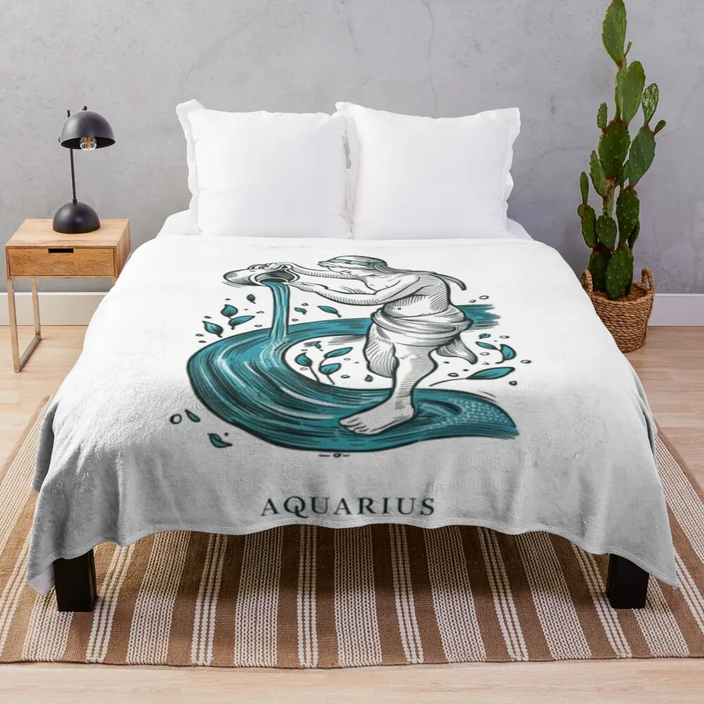 Zodiac,Aquarius Zodiac sign  Throw Blanket Sofa Sofas Summer Beddings Camping Blankets