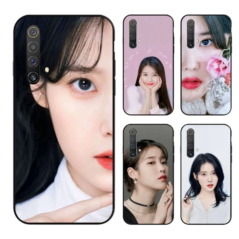 IU Lee JiEun Smart Phone Case for OPPO Find X5 X3 X2 A93 Reno 8 7 Pro A74 A72 A53 Black Soft Phone Cover Funda