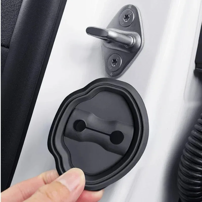 For BMW 2 3 7 Series M4 IX3 2020-2024 Silicone Black Car Door Lock Cover Trim Interior Car Accessories