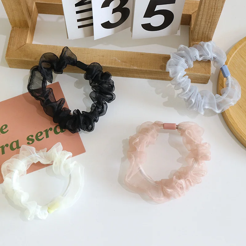 Simple and transparent small intestine loop DIY yarn hair loop hair accessories with high elasticity tied hair and ponytail