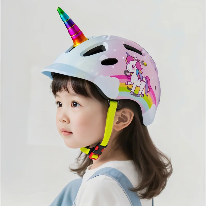 

KINGBIKE Lightweight Kids Bike Helmet Removable Liner Cartoon Print 48-55cm Adjustable Anti-Fall Child Children's Cycling Helmet