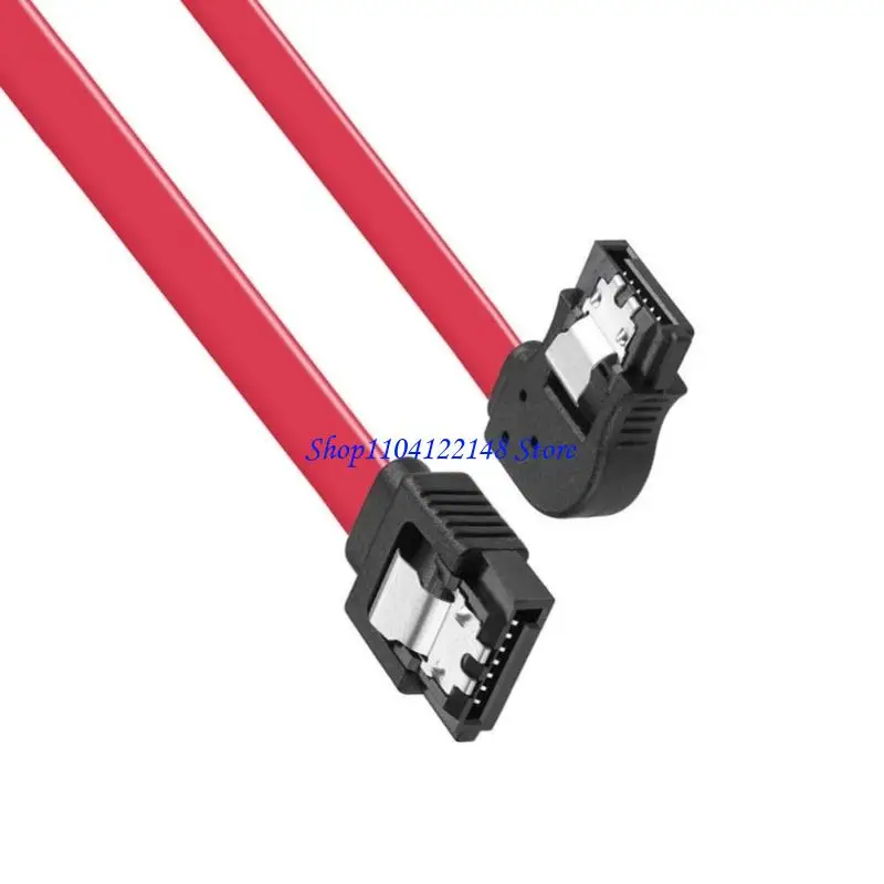 P9FA Compactly SATAIII Data Cable Angled Plugs Locking Mechanism Durability PVC SATA3.0 Cable for Internal Storage