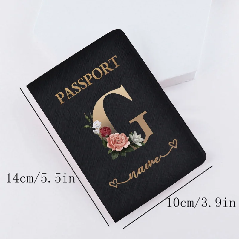 Couverture de Passeport Personnalisable en Cuir PU, Porte-Passeport de Voyage, Couverture d\'Identité, Portable, Carte Bancaire, Série Lettres,