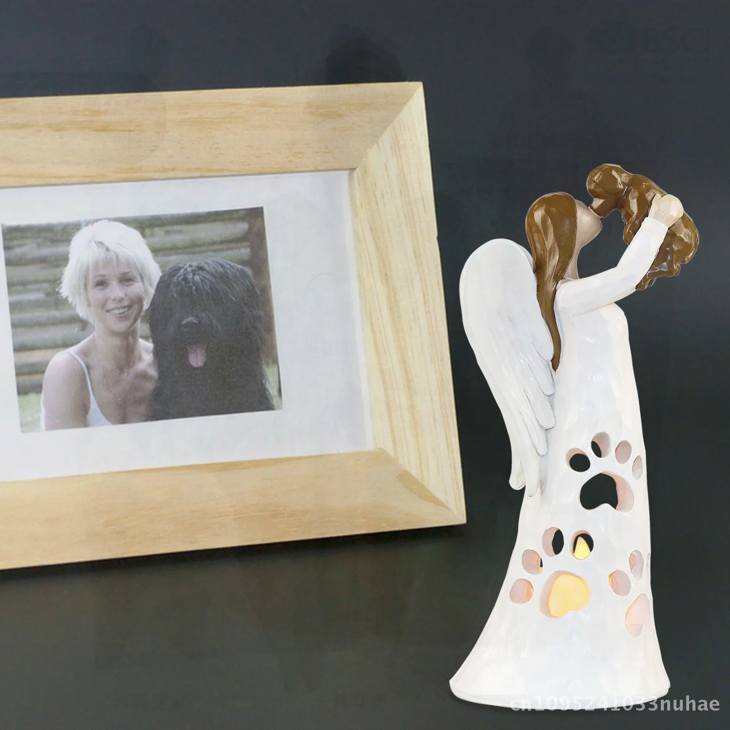 

Angel Holding Dog Resin Candlestick Pet-Themed Furniture Decor Night Light Creative Resin Crafts Ornament Cross-Border Gift