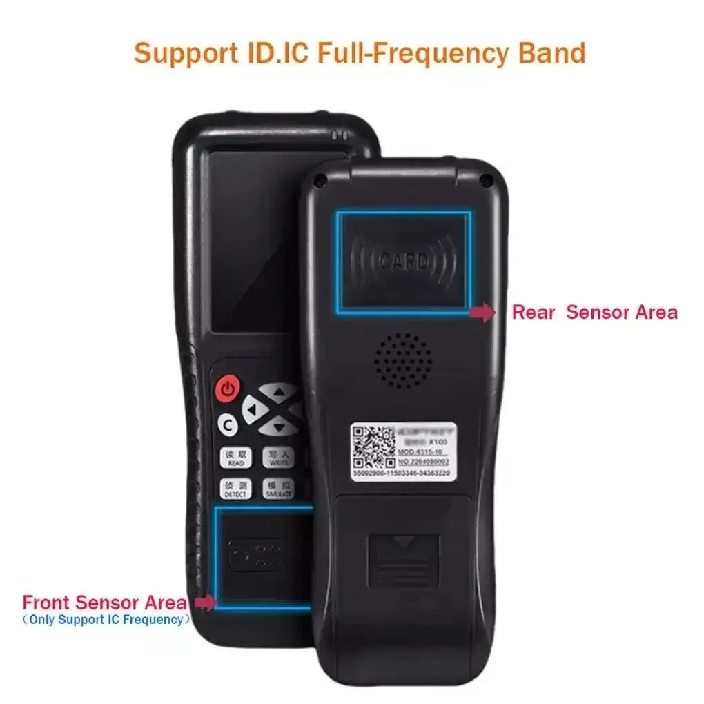 Nfc rfid duplicador icopia x100 programador de descriptografia avançada copiadora escritor 13.56mhz 125khz usb chave criptografada com voz