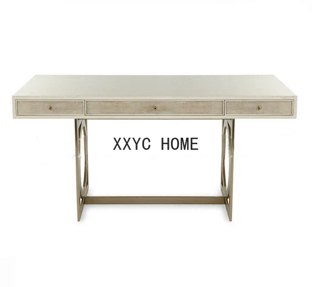

Simple Modern Log Desk Stainless Steel with Drawer Storage Children Writing Study Table