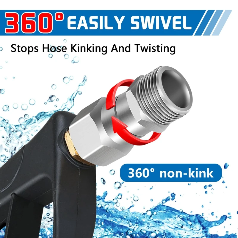 Pressure Washer Swivel M22 14mm 360 Degree Kink Free Swivel Fitting Anti Twist M22 Male to Female Connector Joint for Gun Hose