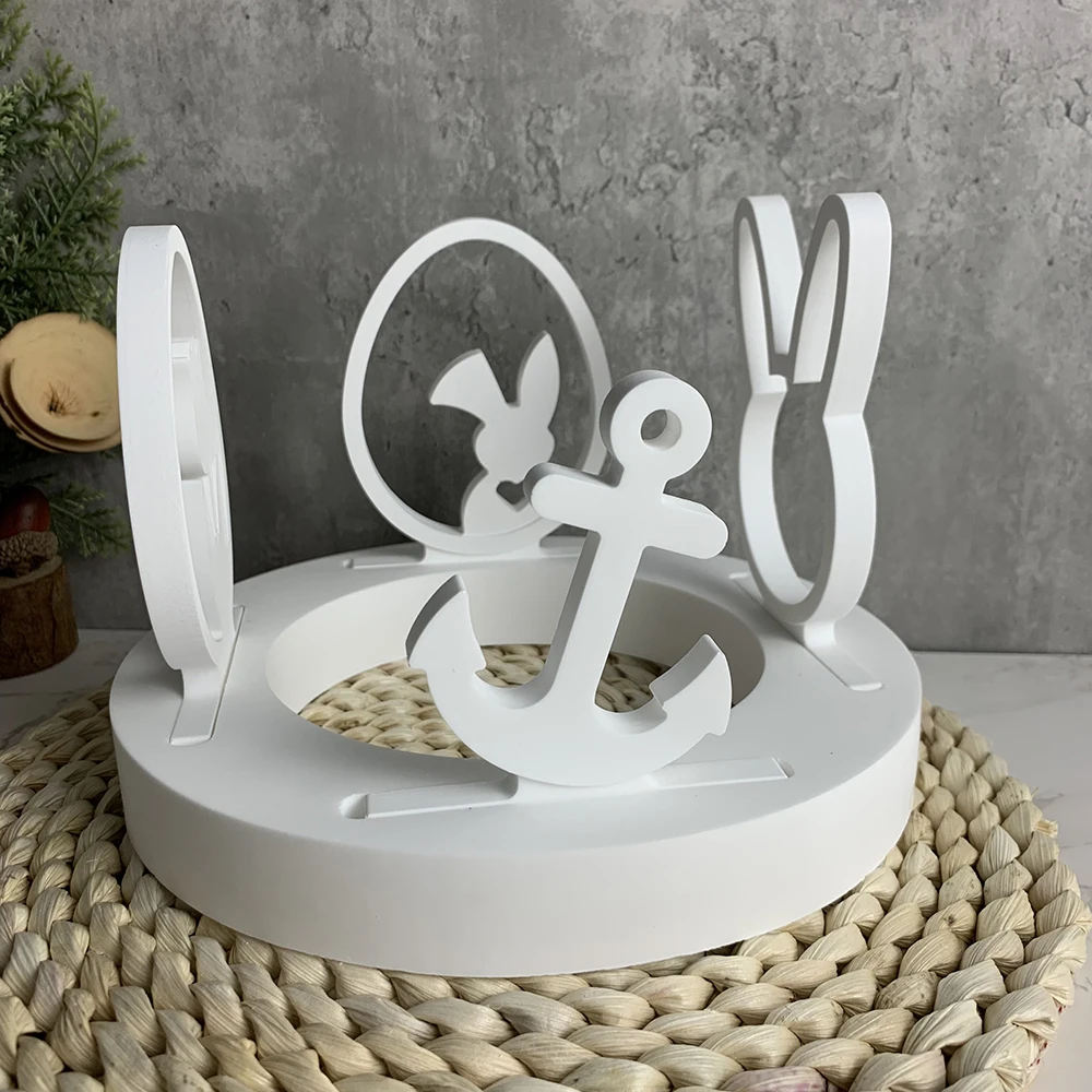 Cement Round Candle Holder Silicone Mold Candle Base Aromatherapy Heating Candlestick Concrete Mold Easter Resin Ornament Mold