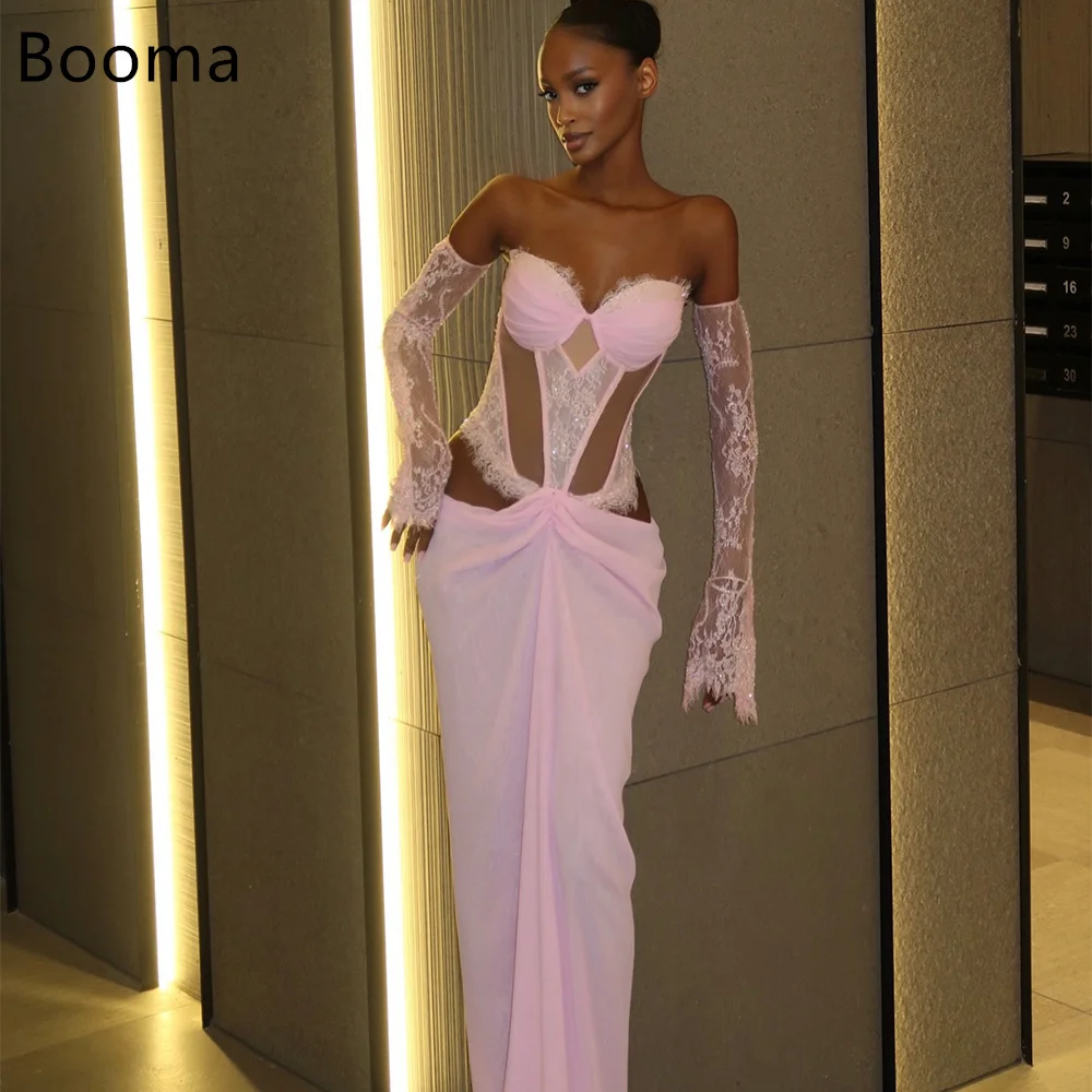 

Booma Strapless Mermaid Sexy Lace Pink Evening Dresses Long Formal Dresses for Women Elegant Prom Gowns Custom Made