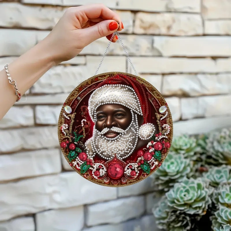 

1PCS Santa Claus style diamond painting Odd-shaped diamondsAcrylic material House plate Art Pendant DIY handicraft dot drill