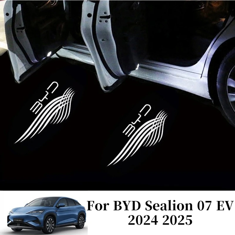 Para BYD Sealion 07 EV 2024 2025: Lámpara Proyectora de Luz de Bienvenida para Puerta de Coche, Luz Ambiental HD con Emblema, Accesorios de Modificación