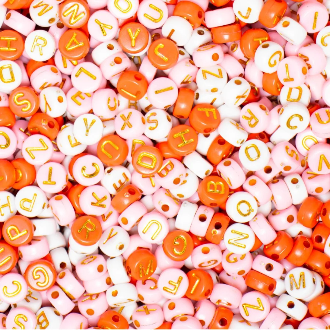 4x7mm English letter beads pink, red, white, gold handmade beads DIY bracelets, necklaces, accessory materials loose beads