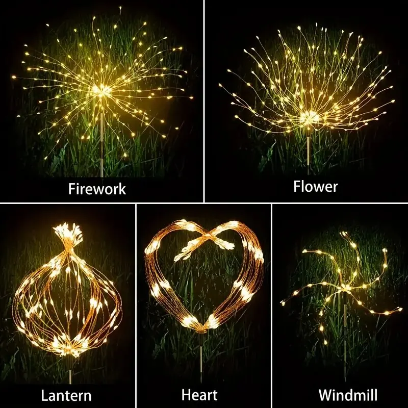 Solar Fireworks LED Light Outdoor Waterproof Solar Light 8 Lighting Modes DIY Starburst Fairy Light Holiday Decorative Lights