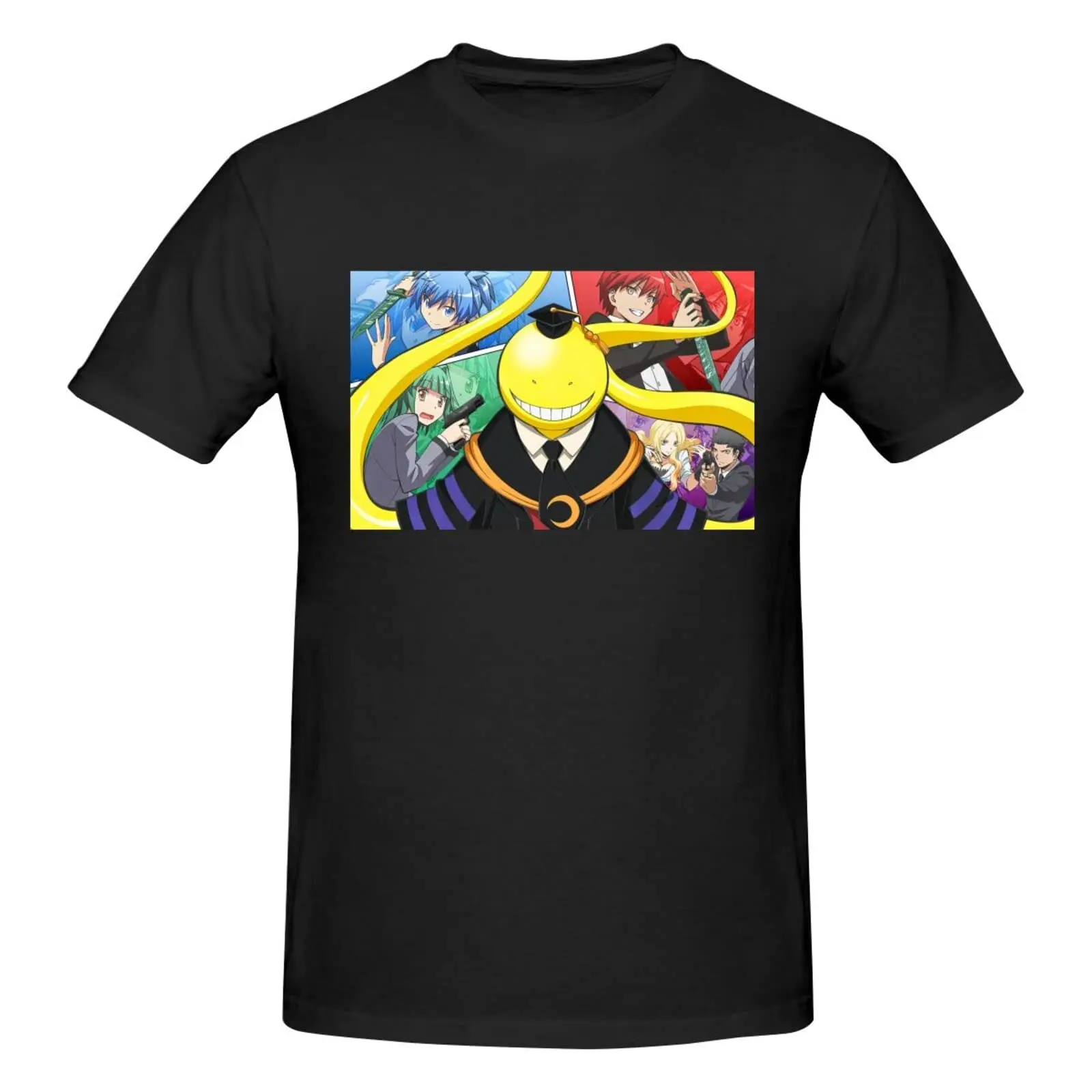 Assassination Classroom Men's Short Sleeve Graphic T-Shirts Casual Novelty Cotton Crewneck Tees BlackCartoon oversized