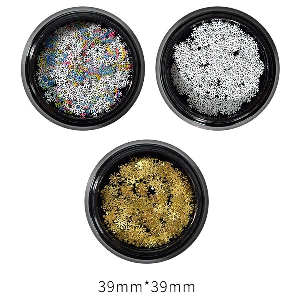 1Jar Schneeflocken Nagel Glitzer Pailletten Ausgehöhlte Nagelkunst Paillette Weihnachten Weiße Schneeflocken Weihnachten Flitter Maniküre Zubehör